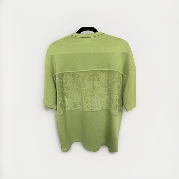 COS Size S Oversized Coupe 100% Cotton Tshirt- Green With Terry cloth Panel - Picture 6 of 6
